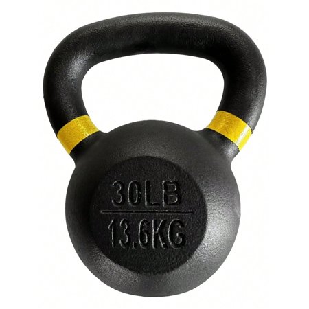 Cast Iron Kettlebell (30Lbs, Single) - Textured Grip, 1-Piece Design For Home Gym Strength & Full-Body Workouts