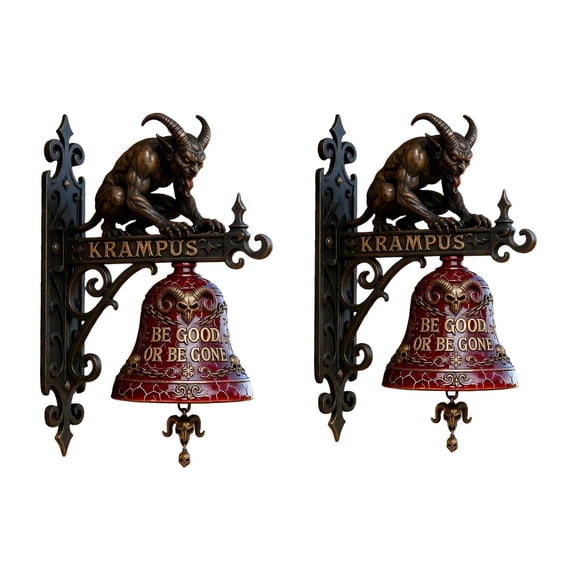 Cast Iron Krampus Ornament, Welcome Sign with Resin Accents for Outdoor Home Decoration