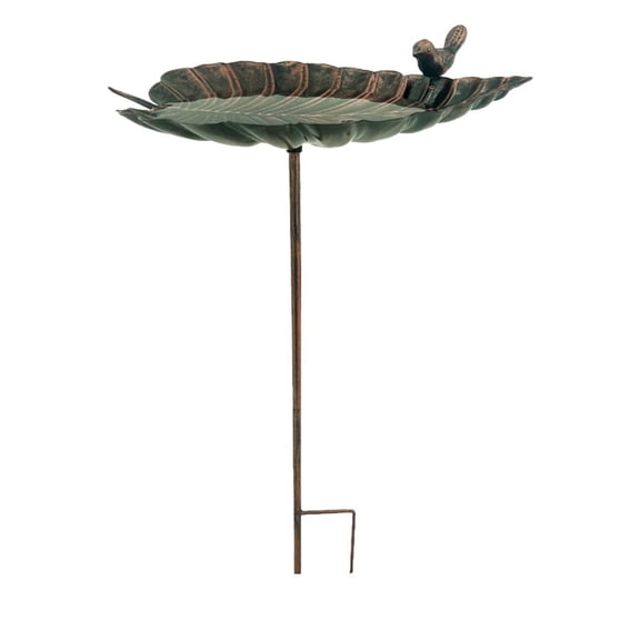 Cast Iron Leaf Shaped Bird Bath, 18.7" Tall Standing Birdbath for Outdoor Garden Patio Yard Decoration, Weather-Resistant Water Bowl