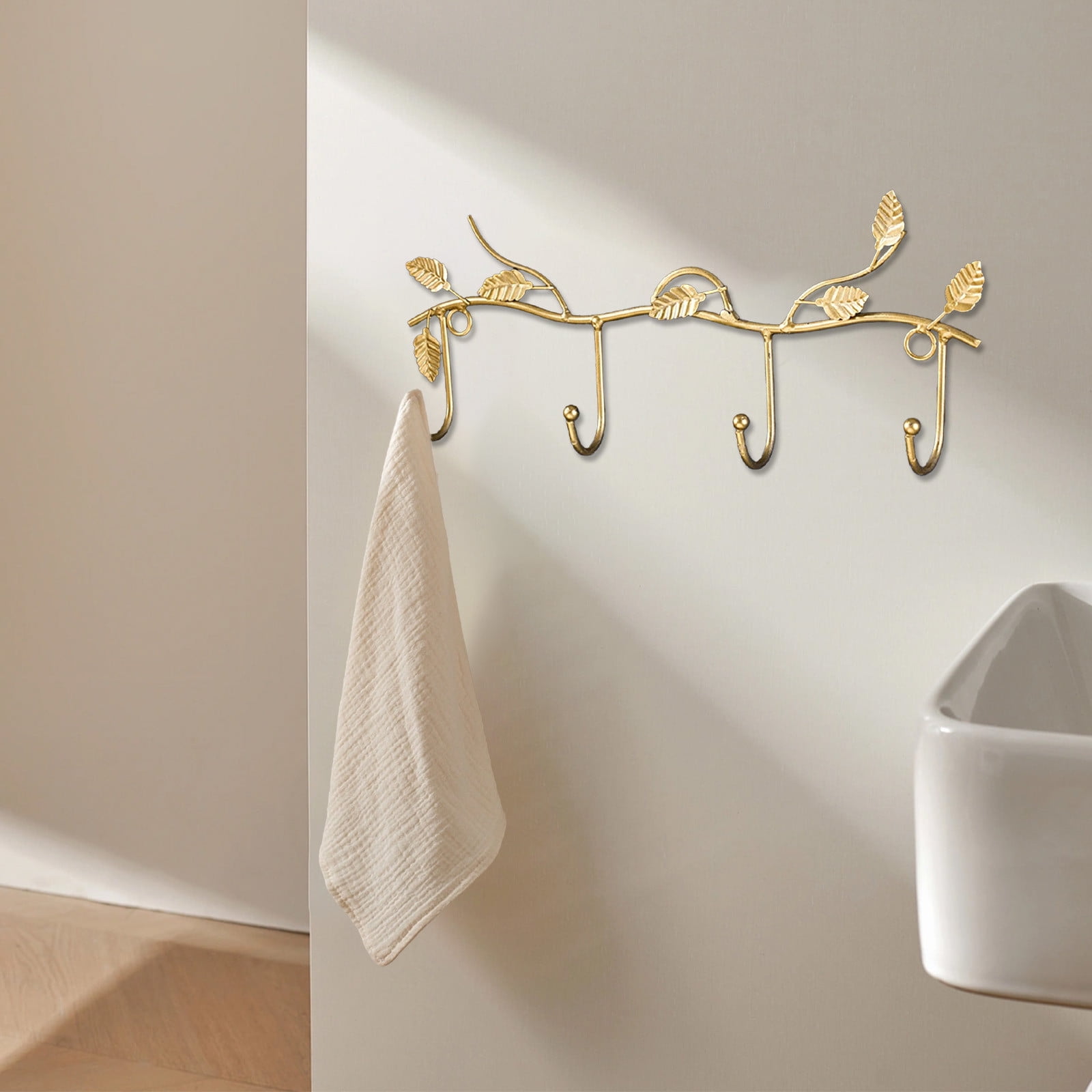 Cast Iron Leaves Decorative Branch Hanger Rack with Hooks