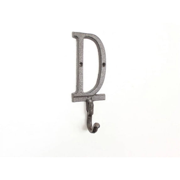 Cast Iron Letter D Alphabet Wall Hook 6"
