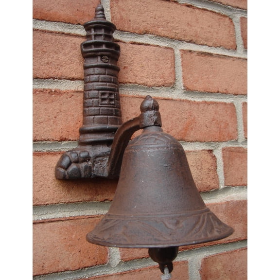 Cast Iron Lighthouse Welcome Loud Tone Bell Beach House Coastal Home Door Decor