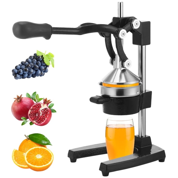 Cast Iron Manual Juicer Hand Press, Heavy Duty Citrus Juicer, Orange Lemon Squeezer with Food-Safe Stainless Steel Juicing Head, Labor-Saving Extended Handle, Anti-Slip Base, 15.75 x 8.27 x 6.69 in