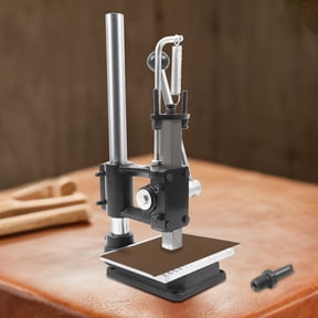 Cast Iron Manual Press Puncher, Height Adjustable Leather Punch Stamping Machine with Scale Aluminum Plate for DIY Leather Paper Fabric Punching Craft Making