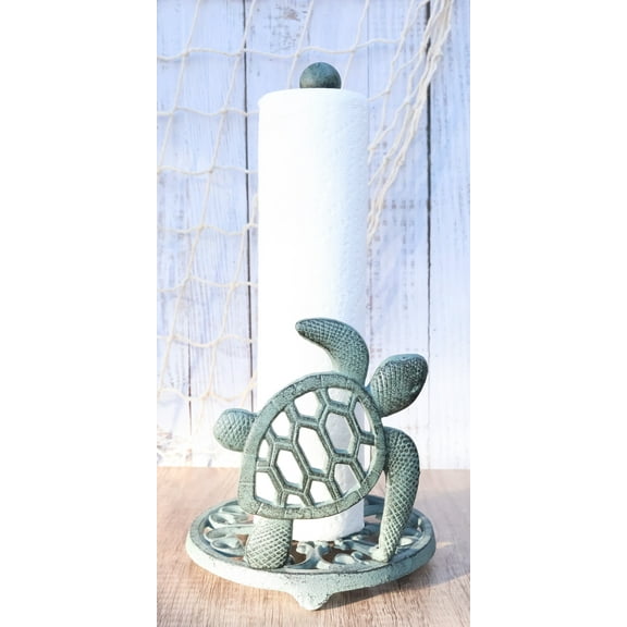 Cast Iron Marine Giant Sea Turtle Scroll Patterns Kitchen Paper Towel Holder