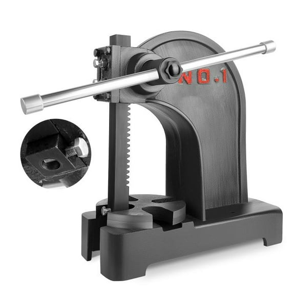 Cast Iron Material Desktop Arbor Press, Burr-Free Anvil, 24.9 Lbs Weight, 1 Ton Capacity, Press Machine, Garages, Leather Studios, Aluminum Projects