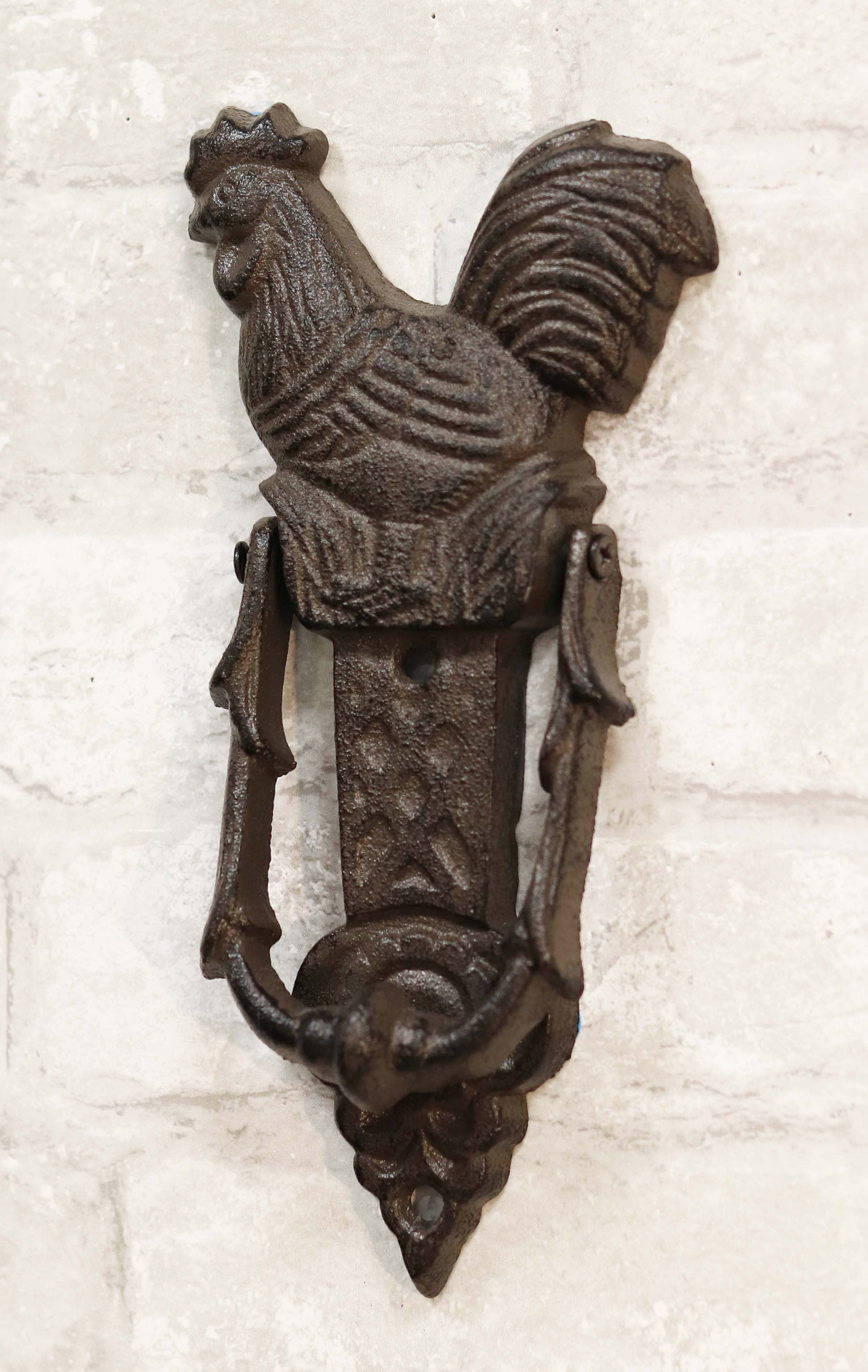 Rustic Bronze Cast Iron Rooster Door Knocker