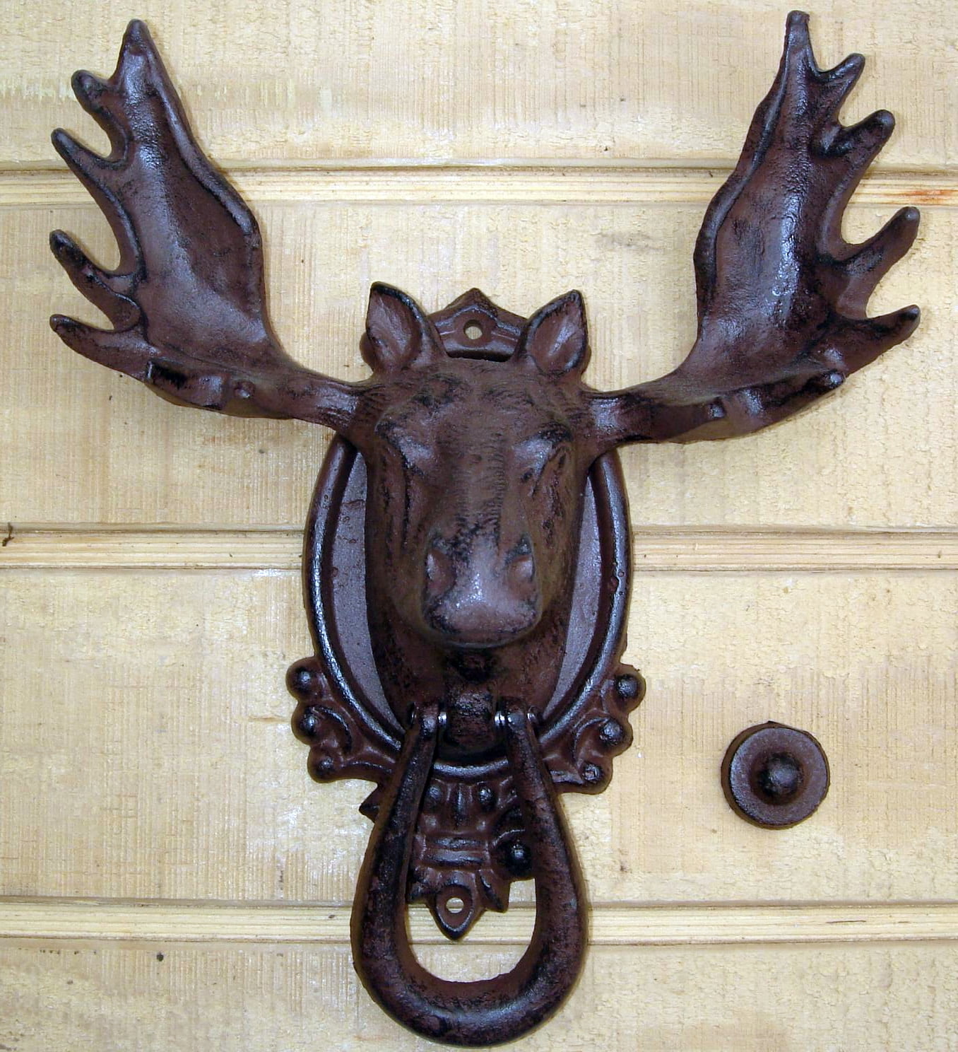 Cast Iron Moose Head and Antlers Door Knocker Cast Iron Moose Head and Antlers Door Knocker