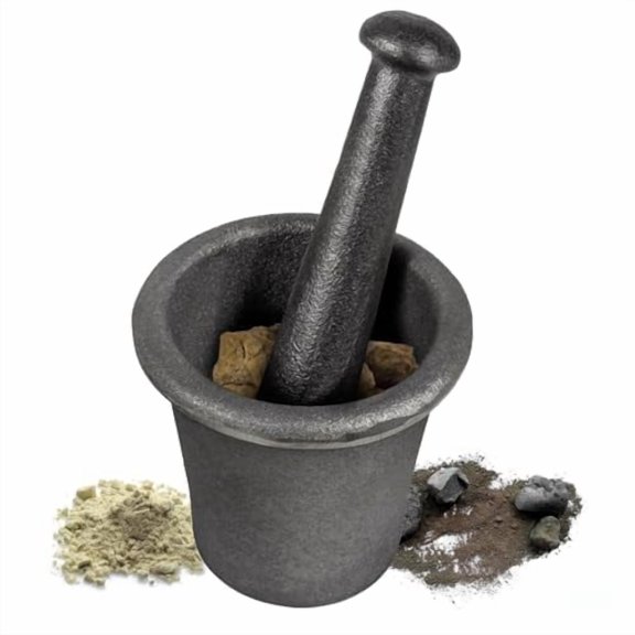 Cast Iron Mortar and Pestle Tool Set Heavy Duty Mortar Pestle Multipurpose for Kitchen Spices Grinder Smasher, Rock-Ore Crusher Large Size 8.3 inch Pestle and 8 Pound Mortar Pestle Set Manual