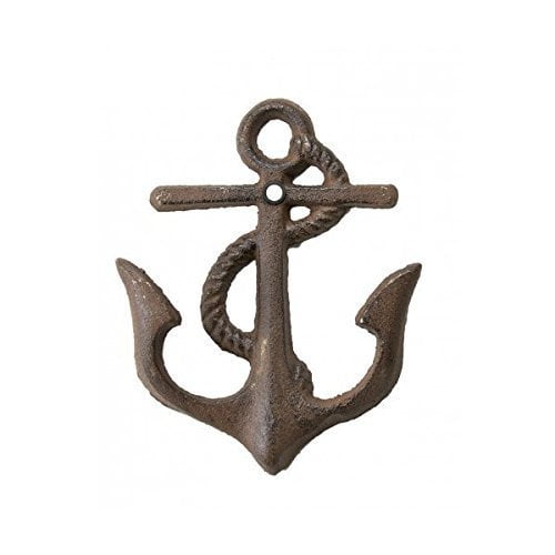 Cast Iron Nautical Anchor Hook Rustic Brown 5 1/4 inch tall