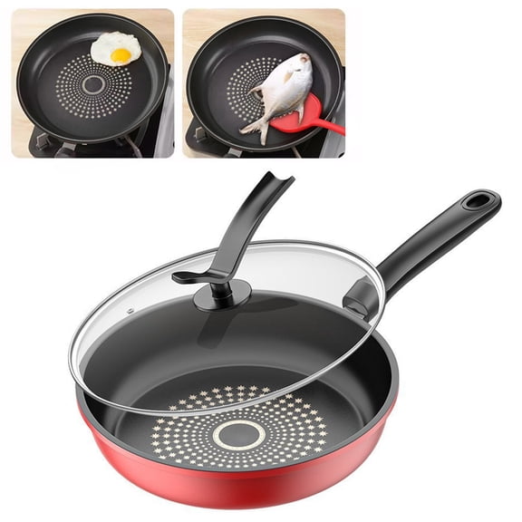 Cast Iron Nonstick Frying Pan Skillet Dishwasher Safe Compatible with Induction Gas Stovetop Universal for Frying Eggs Steak Pancakes Breakfast 28cm / 11.0in With Lid