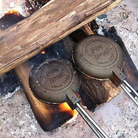 Cast Iron Original Round Pie Iron for Outdoors, Backyard, Campfire, and Fire Pits