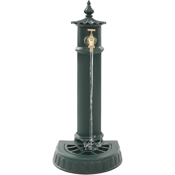 Cast Iron Outdoor Water Column with Faucet, Freestanding Floor Mounted Hydrant Water Tap, Decorative Fountain with Faucet Water Column for Garden Farm Backyard (Blackish Green Color)