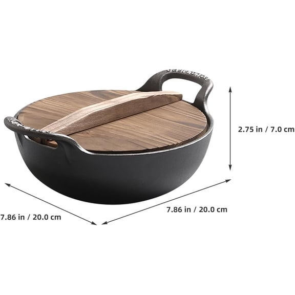 Cast Iron Oven Pot Non-stick Wok Skillet with Lid Handles 7.86 inch Round Cooking Pan Cast Iron Saucepan Camping Cookware Frying Pan