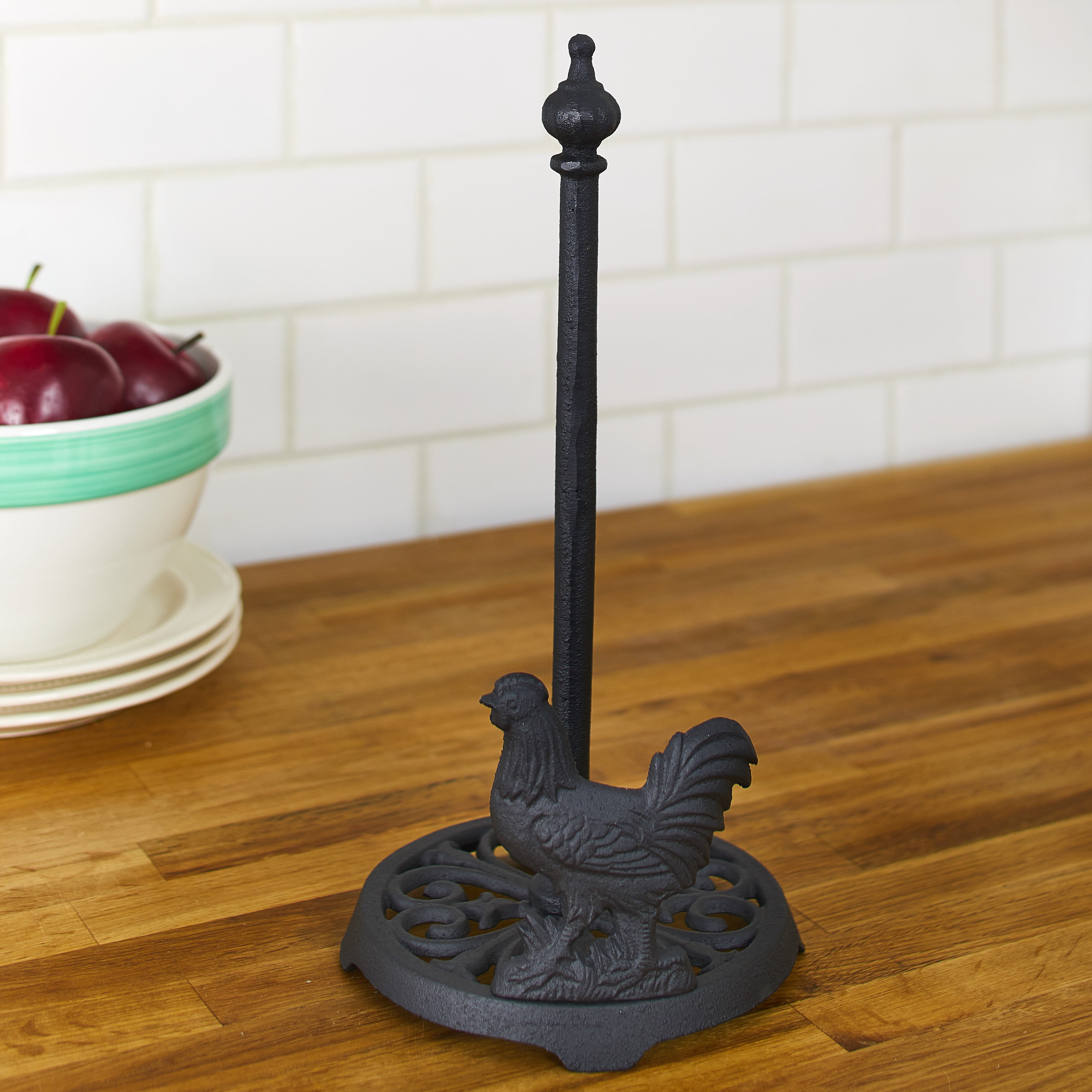Rooster Paper Towel Holder - Farmhouse Kitchen Decor - Metal Paper