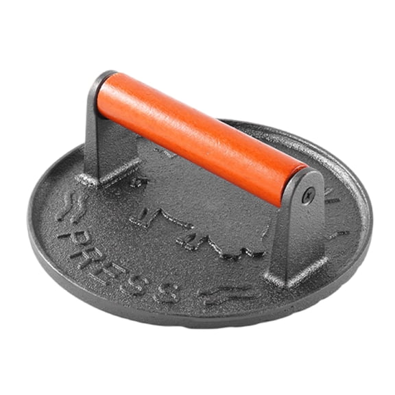 Cast Iron Patty Press with Ergonomic Handle Burger Maker Outdoor Camping Cooking Tool for Bacons and Sandwiches