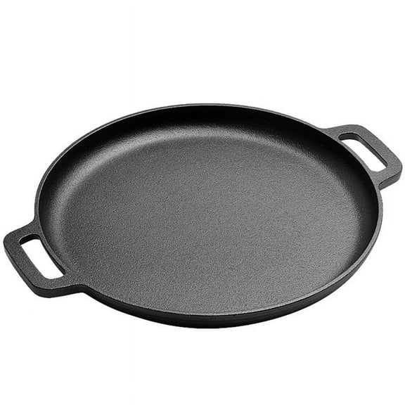 Cast Iron Pizza Pan Steel Pizza Cooker with Handles Deep Stone for Oven or Griddle for ,33x33cm
