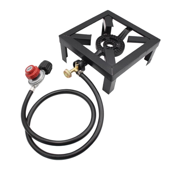 Cast Iron Portable Gas Stove, 8000W Propane Camping Burner with High Pressure Hose and Adjustable 0 to 20 PSI Regulator, for Camping, Tailgating and Emergency Use