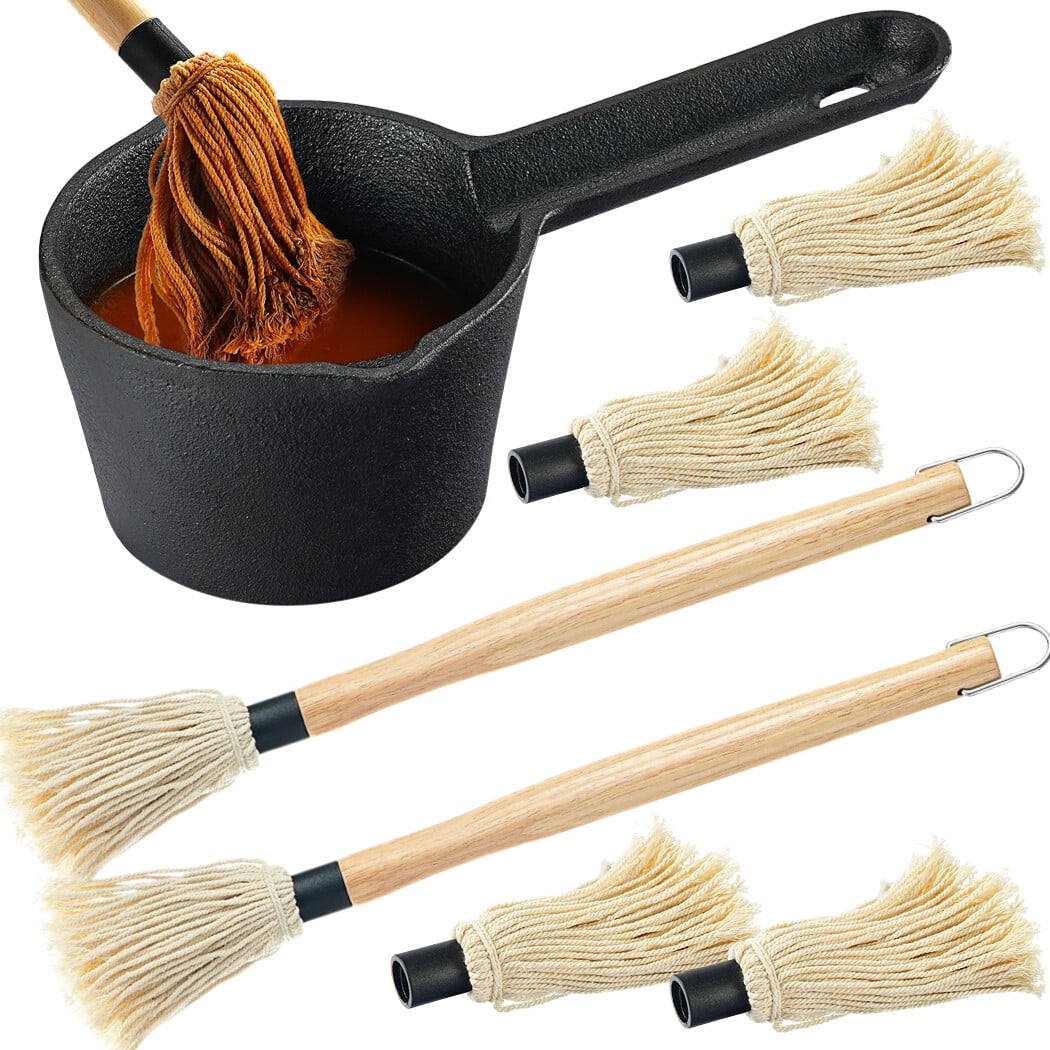 Cast Iron Pot BBQ Sauce Brushes, Cookware Basting Brush, Grilling Accessories, Saucepan with