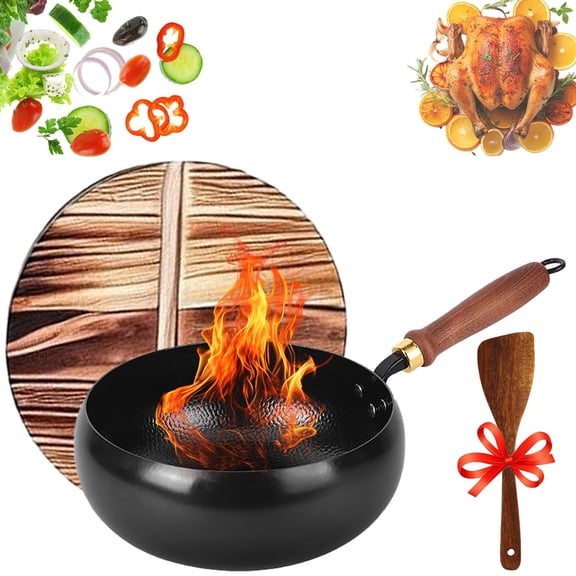 Cast Iron Pot with Lid, Hand-Forged Thick Iron Cooking Pot, Compatible with Gas and Induction Stoves