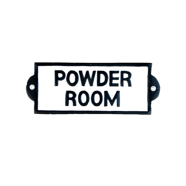 White Powder Room Door Sign Farmhouse Bathroom Wall Plaque Rustic Home Decor