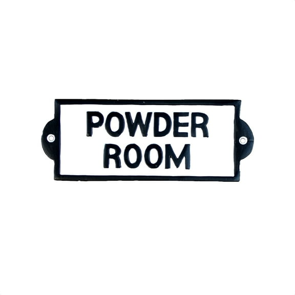 Cast Iron Powder Room White Metal Door Sign Farmhouse Bathroom Wall Plaque Rustic Home Decor