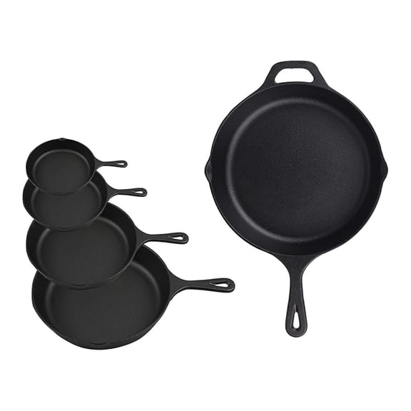 Cast Iron， Pre-Seasoned Skillet 5pcs Set, Including 3", 5", 8", 9" and 12"