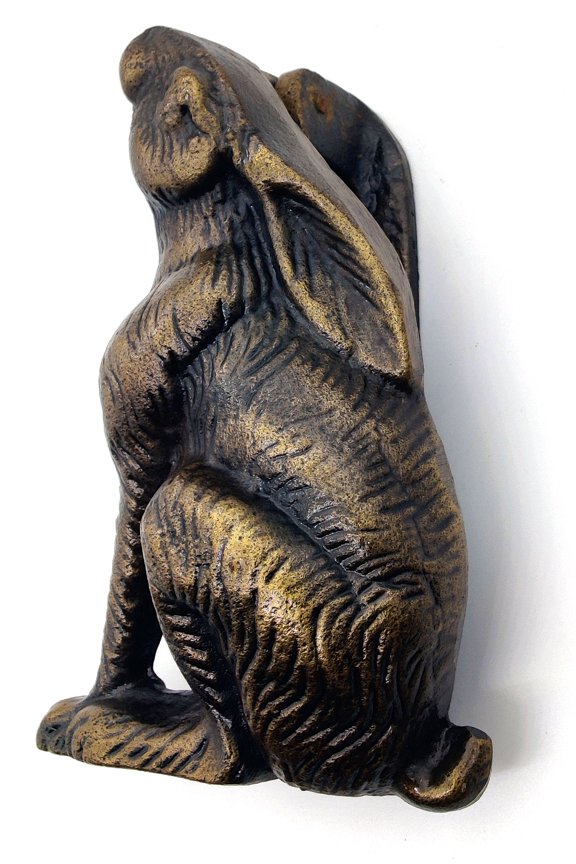 Cast Iron Rabbit Door Knocker, Antique Finish Heavy Duty Metal Knockers for Garden Wooden House Farmhouse, Home Dcor Accessories Classic Vintage Design