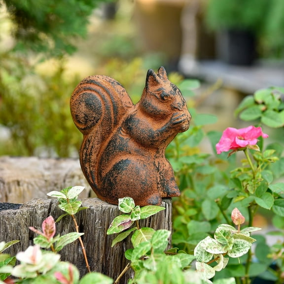 Cast Iron Rabbit Statue, Vintage Animal Collection Figurines, Home Office Table Decor, Paperweight, Doorstop, Garden Lawn Cute Ornament, Rust Finish