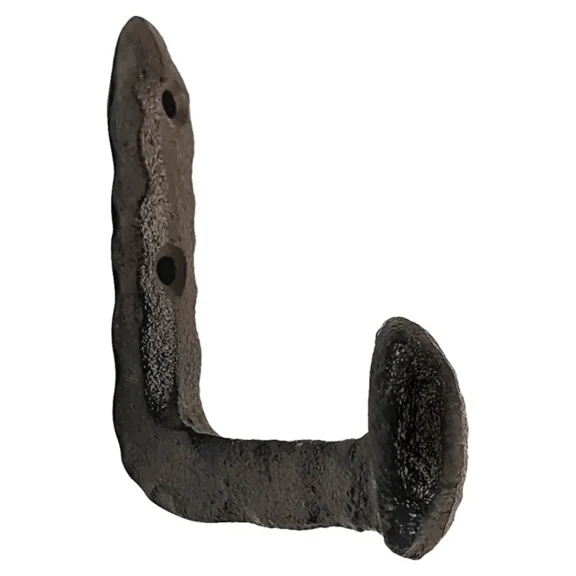 Cast Iron Railroad Spike Wall Hook Rustic Bent Nail Hanger, Industrial Decor