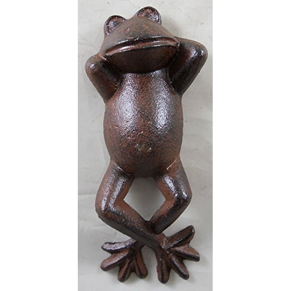 Cast Iron Relaxing Lazy Frog ~ Lawn Statue ~ Yard Decor Swimming Toad