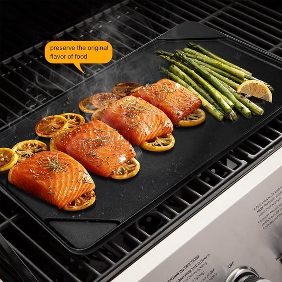 Cast Iron Reversible Griddle, Double-sided Flat Ribbed Pan for Indoor Outdoor Stove Grill Camping Cooking