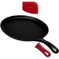 Cast Iron Round Griddle 10.5 Crepe Maker Pan + Silicone Handle Cover
