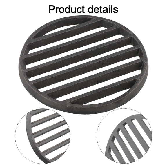 Cast Iron Round Grill Mesh Heavy Duty BBQ Tool for Roasting Meat Durable Black Cooking Grid