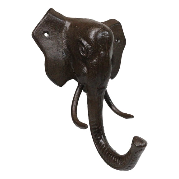 Cast Iron Rustic Abstract Safari Wildlife Jungle Elephant Wall Hook Sculpture