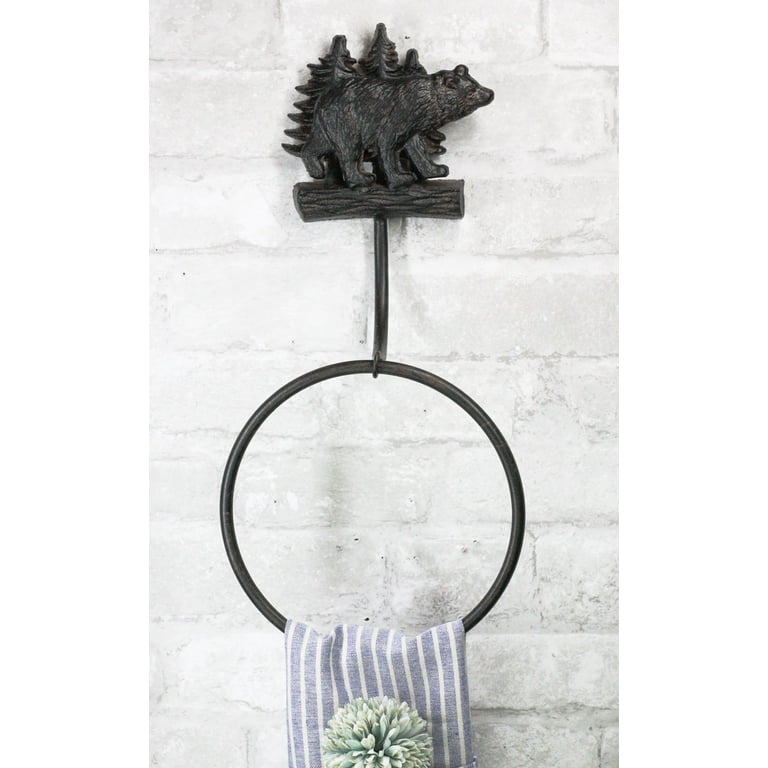 Cast Iron Grizzly Bear Rustic Bath or Kitchen Decor Towel Ring Holder Cast Iron Grizzly Bear Rustic Bath or Kitchen Decor Towel Ring Holder