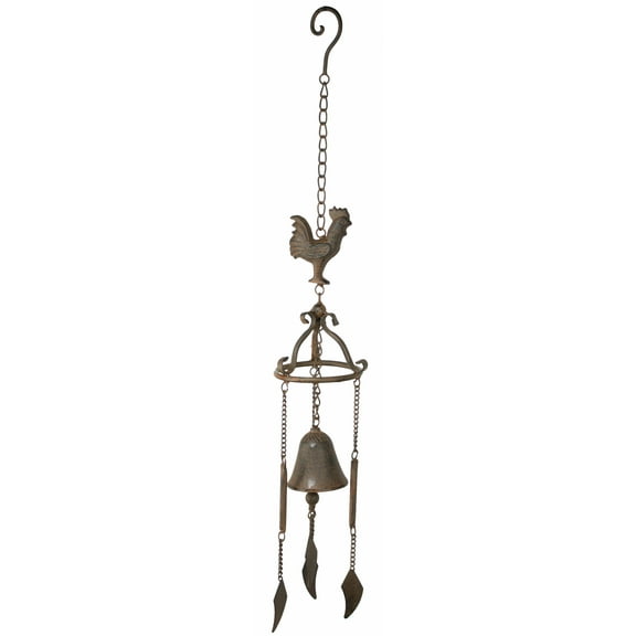 Cast Iron Rustic Chicken Rooster Hanging Garden Patio Bell Wind Chime Decor