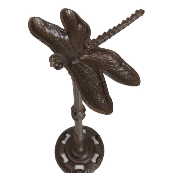 Cast Iron Rustic Cottage Whimsical Garden Dragonfly Bird Feeder Bath Statue