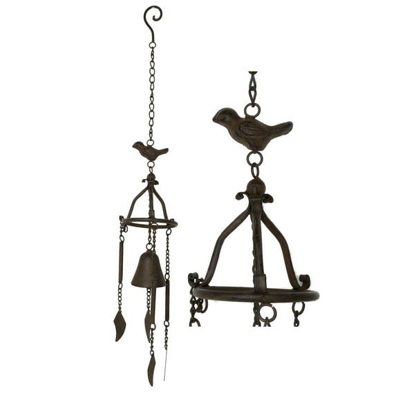 Cast Iron Rustic Country Morning Bird Relaxing Wind Chime Bell Decor Ornament