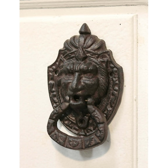 Cast Iron Rustic Royal Venetian Lion Head Decorative Door Knocker Gothic Accent