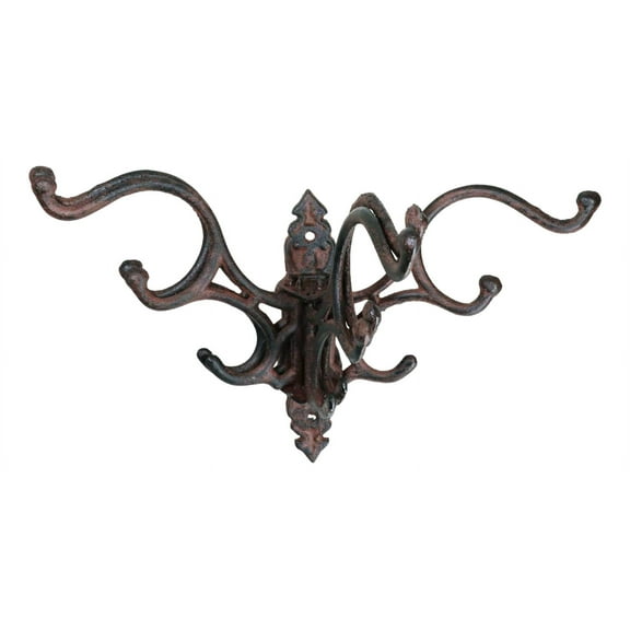 Cast Iron Rustic Victorian Scrollwork Spinning Swivel Multi Points Wall Hook