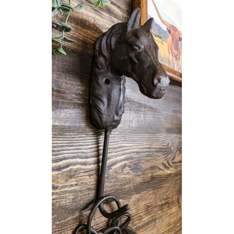 Cast Iron Rustic Western Country Horse Head Coat Keys Hat Wall
