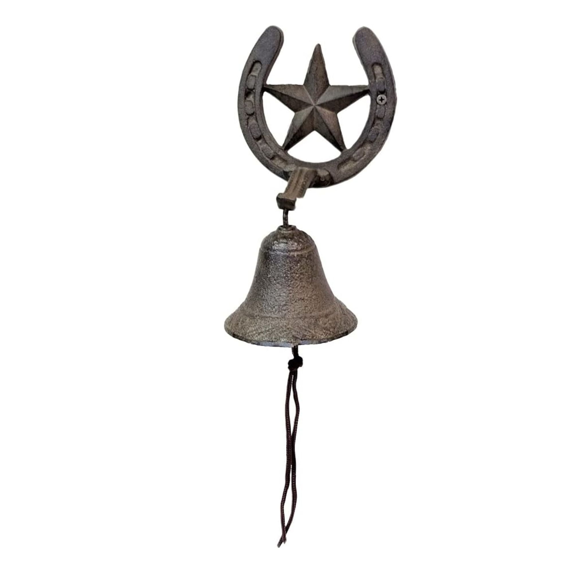 Cast Iron Rustic Western Farmhouse Decor Star Horseshoe Door Wall Dinner Bell