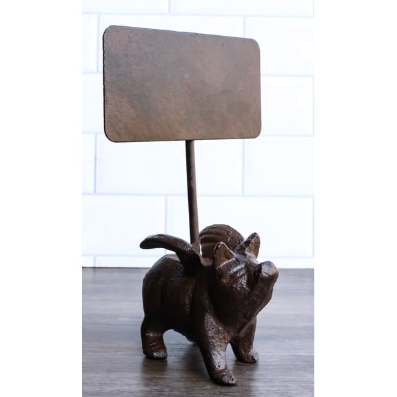 Cast Iron Rustic Western Farmhouse Flying Pig Chalkboard Pole Sign Figurine