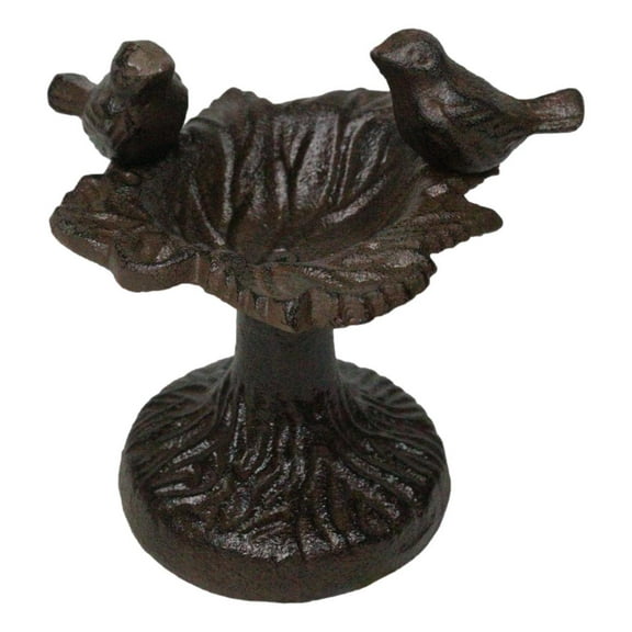 Cast Iron Rustic Whimsical Two Birds On Tree Bird Feeder Bath Small Sculpture