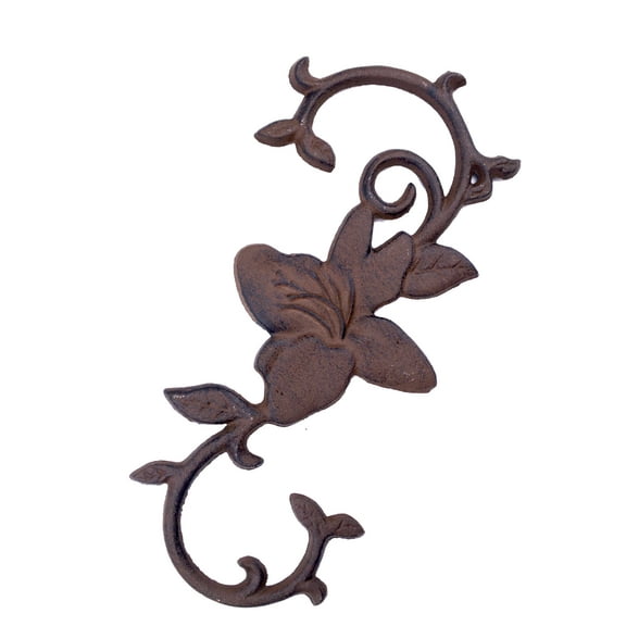 Cast Iron S Style Plant Hook - Blooming Flower - 11.5" Long
