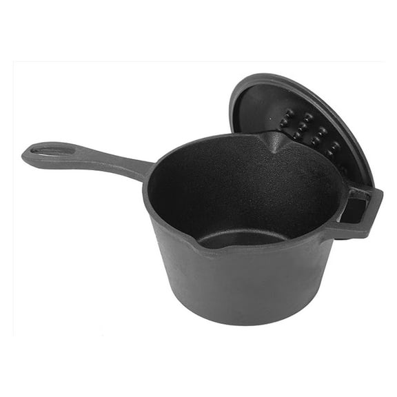 Cast Iron Sauce Pot, 2.5-Qt Covered Pot with Lid - Self-Basting, Oven Safe, Enameled Cast Iron Saucepan for Simmering, Boiling, Reducing - Rustic Kitchen Cookware