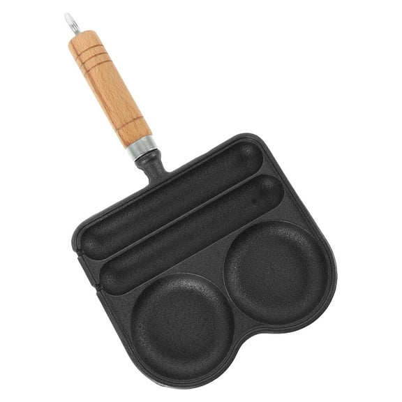 Cast Iron Sausage and Omelette Pan Egg Cooking Divided Breakfast Cooker Griddle Camping Cookware Omlette Fry for Eggs Mini Pancake