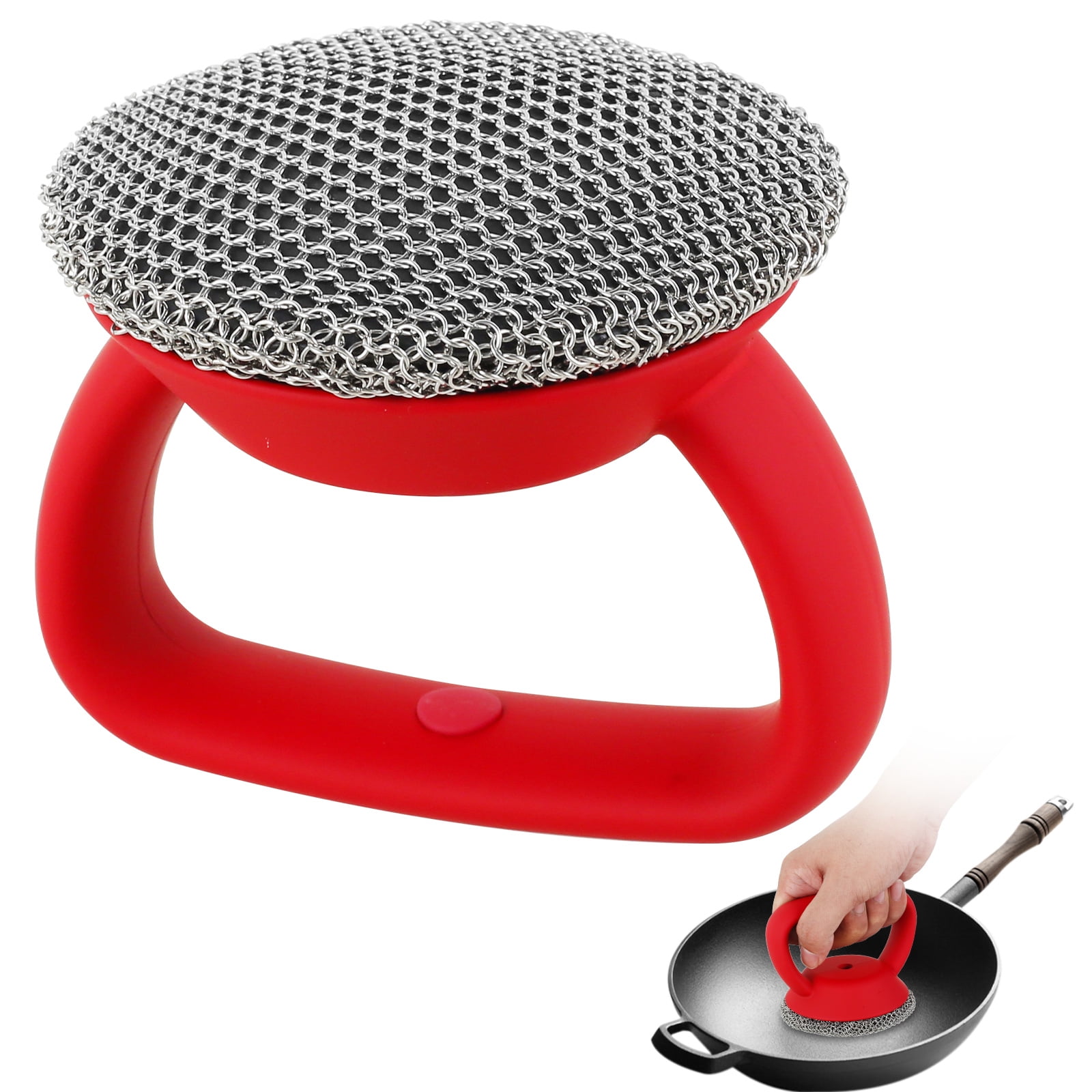 Cast Iron Scrubber 316 Stainless Steel with Handle Steel Wool Scrubber