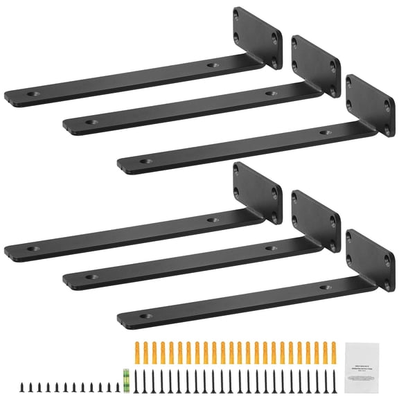 Cast Iron Shelf Brackets 160 lbs Capacity, L-Shape Invisible Design, Rust-Resistant, with Installation Level, for Living Room Kitchen Office
